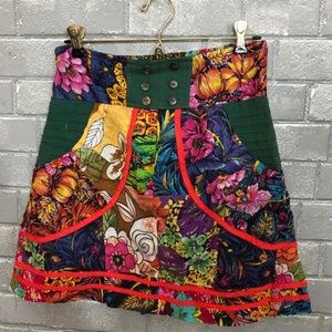 Silly Yeti Skirt Floral Patchwork Boho Fairycore